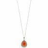 Lavish By TJM Sterling Silver Red Agate & Marcasite With White Topaz Pendant Necklace
