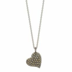 Lavish By TJM Sterling Silver Marcasite Heart Pendant