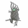 Lavish By TJM Sterling Silver Green Cubic Zirconia & Marcasite Cockatoo Bird Brooch -Lavish by TJM Shop unnamed file 377