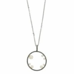 Lavish By TJM Sterling Silver Freshwater Cultured Pearl & Marcasite Circle Pendant