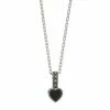 Lavish By TJM Sterling Silver Onyx & Marcasite Heart Pendant