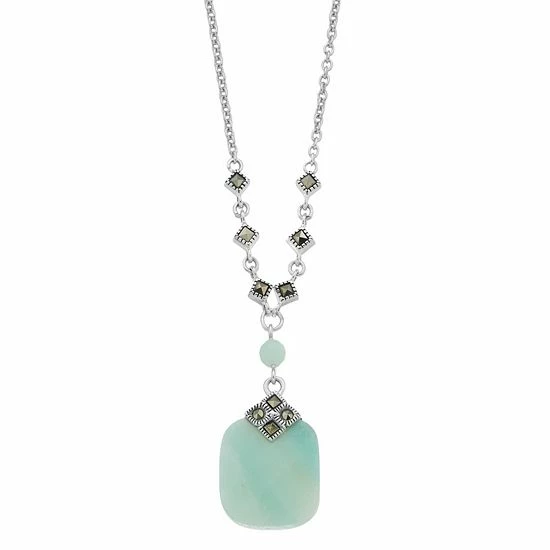 Lavish By TJM Sterling Silver Amazonite & Marcasite Pendant Necklace 3 Lavish By TJM Sterling Silver Amazonite & Marcasite Pendant Necklace