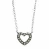 Lavish By TJM Sterling Silver Marcasite Open Heart Pendant Necklace