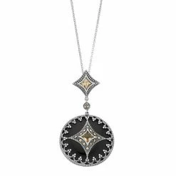 Lavish By TJM Sterling Silver Black Onyx & Citrine Bold Pendant Necklace