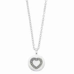Lavish By TJM Sterling Silver Heart Disc Pendant Necklace