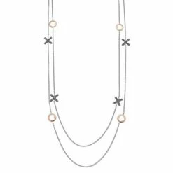 Lavish By TJM Two Tone Sterling Silver Marcasite "XO" Necklace
