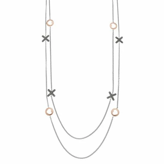 Lavish By TJM Two Tone Sterling Silver Marcasite "XO" Necklace 3 Lavish By TJM Two Tone Sterling Silver Marcasite "XO" Necklace