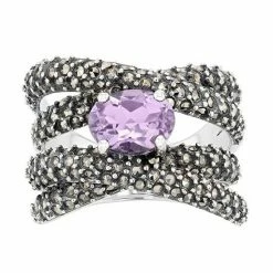 Lavish By TJM Sterling Silver Amethyst Bypass Ring