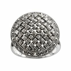 Lavish By TJM Sterling Silver Marcasite Woven Dome Ring