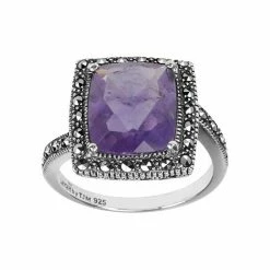 Lavish By TJM Sterling Silver Amethyst Halo Ring