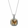 Lavish By TJM Sterling Silver Yellow Quartz & Marcasite Halo Pendant