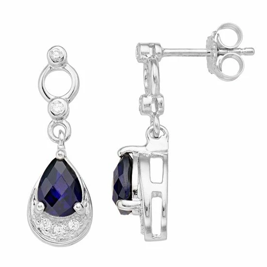 Lavish By TJM Sterling Silver Lab-Created Sapphire & Cubic Zirconia Dangle Earrings 3 Lavish By TJM Sterling Silver Lab-Created Sapphire & Cubic Zirconia Dangle Earrings