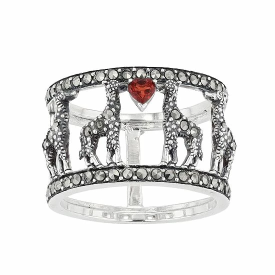 Lavish By TJM Sterling Silver Garnet & Marcasite Giraffe Ring 3 Lavish By TJM Sterling Silver Garnet & Marcasite Giraffe Ring