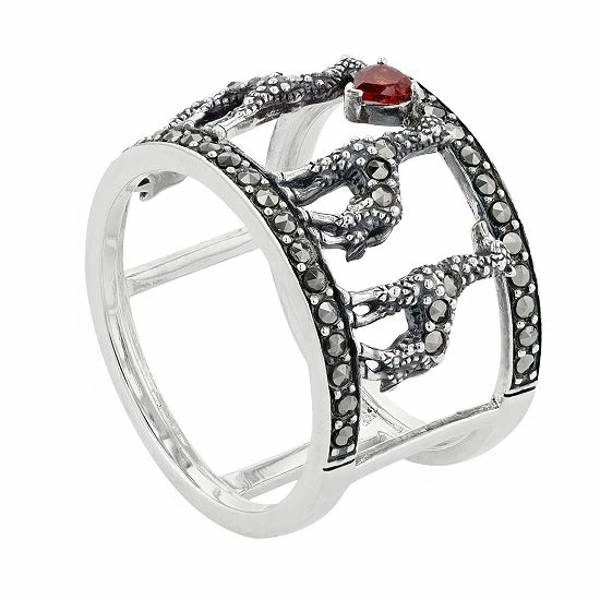 Lavish By TJM Sterling Silver Garnet & Marcasite Giraffe Ring 4 Lavish By TJM Sterling Silver Garnet & Marcasite Giraffe Ring - Image 2