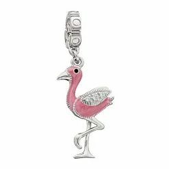 Lavish By TJM Sterling Silver Pink Enamel & Cubic Zirconia Flamingo Charm