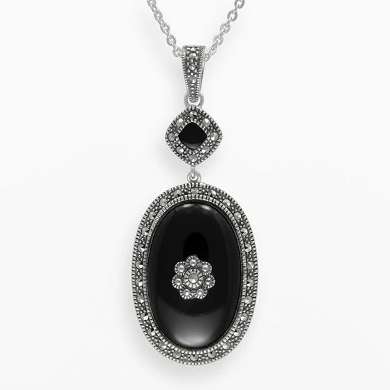Lavish By TJM Sterling Silver Onyx Flower Pendant 3 Lavish By TJM Sterling Silver Onyx Flower Pendant