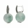 Lavish By TJM Sterling Silver Jadeite Jade & Marcasite Huggie Earrings