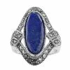 Lavish By TJM Sterling Silver Lapis Lazuli & Marcasite Cocktail Ring