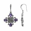 Lavish By TJM Sterling Silver Amethyst Drop Earrings