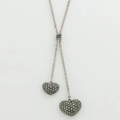 Lavish By TJM Sterling Silver Heart Lariat Necklace