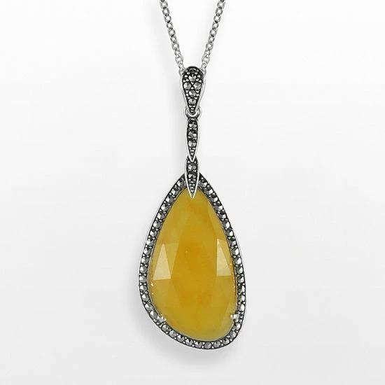 Lavish By TJM Sterling Silver Yellow Jade Teardrop Pendant 2 Lavish By TJM Sterling Silver Yellow Jade Teardrop Pendant
